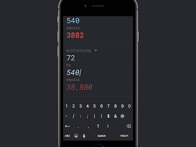 Daily Ui 004 - Literal Calculator 004 app calculator dailyui dark iphone minimal mobile monospace roboto ui