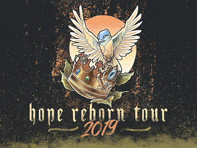 Hope Reborn Tour 2019 bird crown illustration leaves photoshop procreate texture textured