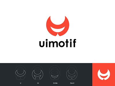 UIMOTIF abstract app branding creative design devil emblem icon illustration logo motif pixels sketch smile symbol typography ui ux vector webdesign