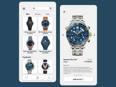 Time E- Commerce App - UI Design app ecommerce app ios app mobile ui mobileapp mobileappdesign ui uidesign uiux watchapp watches watchui