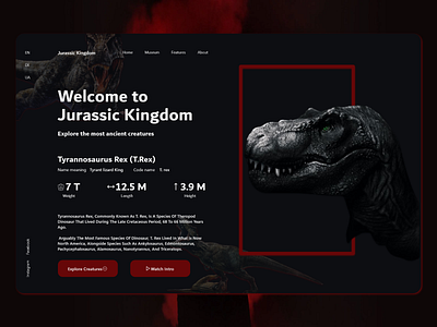 Jurassic Kingdom- Webpage UI Design dinosaur jurassic jurassic park ui uidesign uiux web design webpage webpage design webpageui webui
