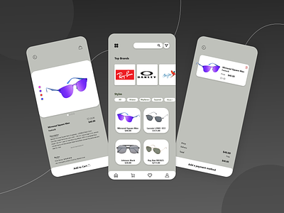 Frames - e Commerce Mobile App app design e commerce app glass app glasses ios app mobile ui sunglass app sunglasses ui ui design uidesign