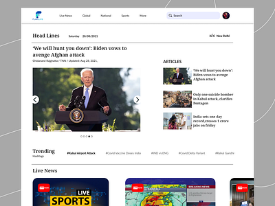 Flaplive - Website Home Page Design Concept branding design live news live news portal live news web live news web ui news website ui uidesign ux web page design web ui