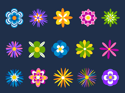 Abstract flower heads collection abstract collection design flower flowers head vector