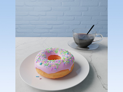 Doughnut with Coffee 3d 3dart blender coffee donut experimenting photorealistic rendering