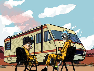 Breaking bad x Rick and Morty adobe photoshop breakingbad digital digital art digitalilustration illustration poster rick and morty rickandmorty