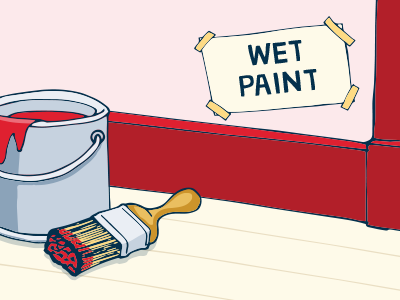 Wet Paint brush illustration paint painting tin