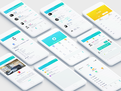 Job App app blue clean color contact green interface mobile simple social ui white