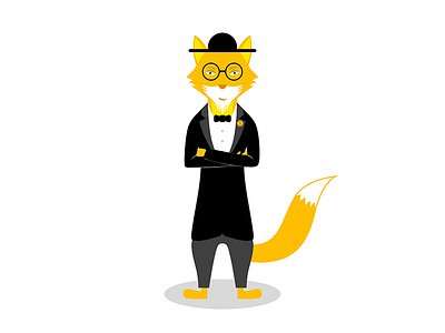 Fox animal business fox gentleman golden illustration suit yellow