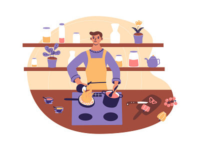 Kitchen character husband illustration vector