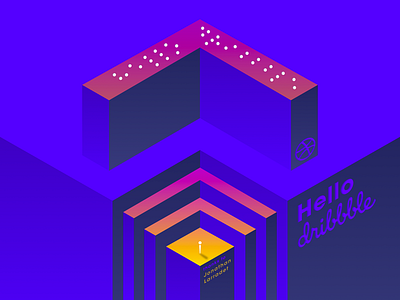 ⠓⠑⠇⠇⠕ ⠙⠗⠊⠃⠃⠃⠇⠑ - Hello Dribbble ! 3d blue braille debut hellodribbble isometry neon perspective purple sketch sketchapp yellow