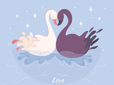 Swan fidelity animals art blue design flat flat design graphic design illustration love peace story swans vector water