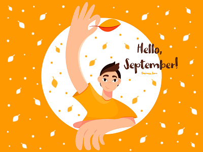 Hello, September! art autumn autumn vibes boy boys branding character design fall flat flat design graphic design illustration mood orange september vector