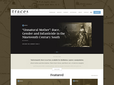 TRACES editorial education homepage journalism sepia slider web
