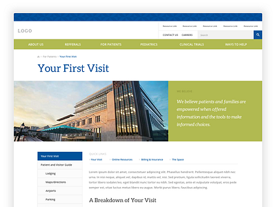 Interior Page banner education higher ed interior medical nav web web design