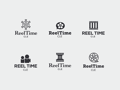 Reeltime Logo Drafts branding education film logo movie