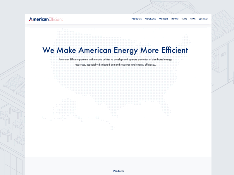 Single Page Site clean energy homepage tech website