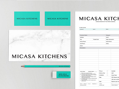 Micasa Kitchens Branding branding clean contemporary graphic design identity kitchen logo design modern stationary teal