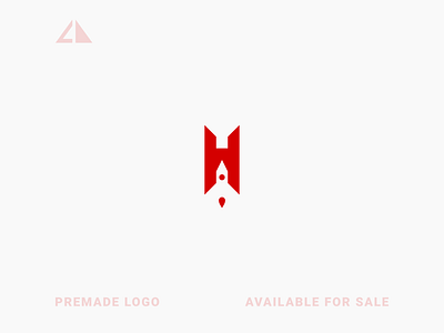 Rocket + H Logo branding design flat geometric design geometry icon letter logo logo minimal monogram rocket logo