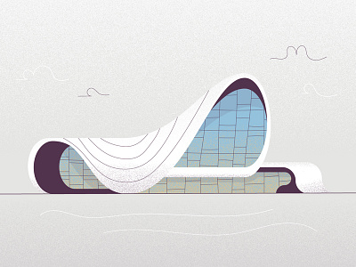 Heydar Aliyev Center architecture flat illustration lines loose simple texture