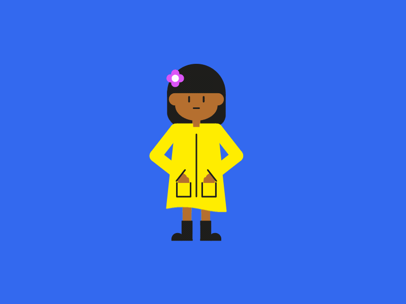 Parka Girl bold character coat design flat girl jacket parka rigging simple yellow