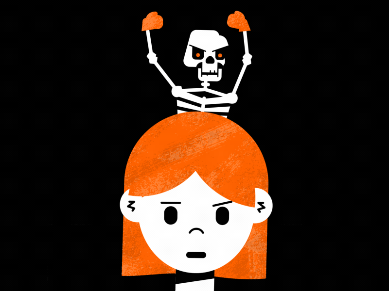 Spooky! animation bold character colours fright girl halloween scared simple skeleton spooky surprise texture