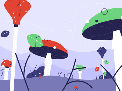 Shrooms animation illustration layout mushroom scene wip