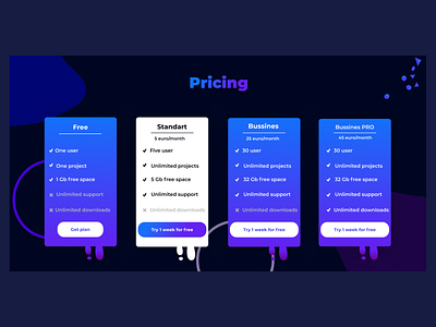 Pricing cards design pricing pricing page pricing table ui web webdesign