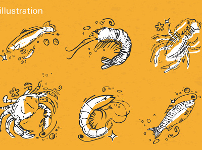 Sea FOOD branding design graphic design illustration menu seafood vector