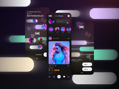 Social media app UI kit app branding design figma mobile social social media ui ux