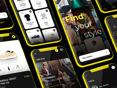 eComerce Fashion App app clothing dark theme design ecomerce fashion fashion app figma mobile ui ux yellow app