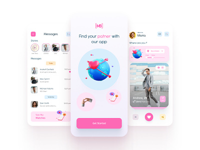 Dating App UI kit app dating dating app design figma illustration love app mobile presentation ui ux