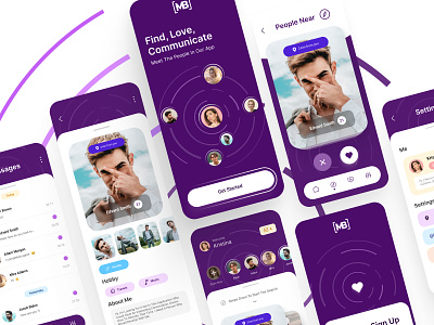 Dating App app dating dating app dating mobile app design figma mobile purple design tinder ui ux