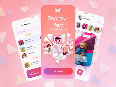 Dating App app dating dating app design figma mobile pink tinder ui ux