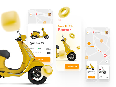 Scooter rent app app design figma mobile rent app scooter scooter rent app ui ux