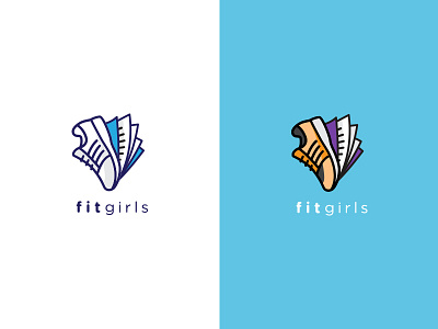 Fit Girls Logo Concept 2 book fitness logo run sneaker