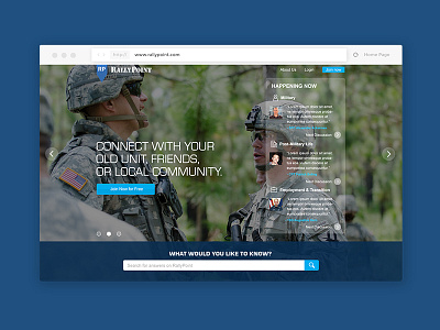 RallyPoint Home Page desktop homepage military network social
