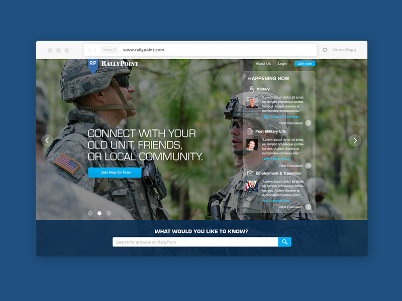 RallyPoint Home Page network social military desktop homepage