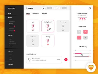 Smart House | Ligth Control Panel app control dashboard home ligths smart smarthouse ui ux