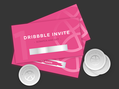 Dribbble Invite! card coin draft dribbble game illustration invitation invite tickets
