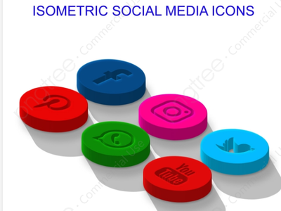 Isomatric Social Media Icons FREE PNG and PSD
