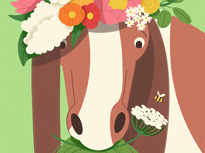 Summer horse animal bee childrens illustration colorful flowers flowers illustration horse illustration nature summer