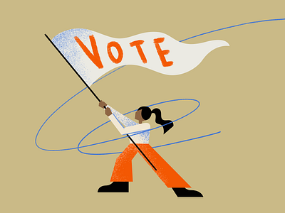 Vote! character flag illustration vote woman