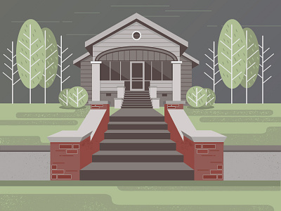 Abode brick grass home house illustration trees vector