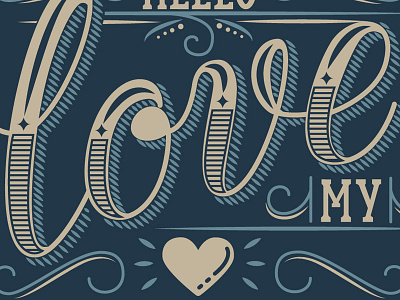 Hello, Love hand lettering illustration type