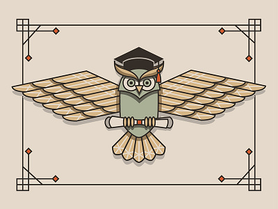 Hoot! border cap degree graduation owl