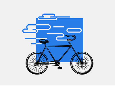 Bike bike clouds illustration