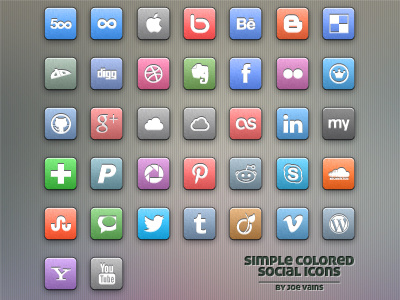 Simple Colored Social Icons freebie icons joe vains png psd social