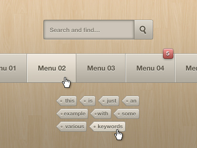 Soft Beige Search form, Menus and Tags