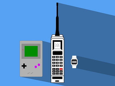 80s 80s casio gameboy illustration mobile phone retro telephone vintage watch